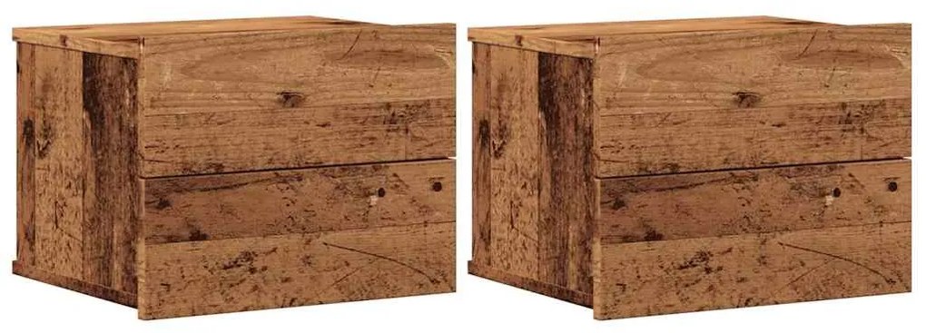 vidaXL Κομοδίνα 2 τεμ. Επιτοίχιο Όψη Παλαιού Ξύλου 40x32x30 εκ.