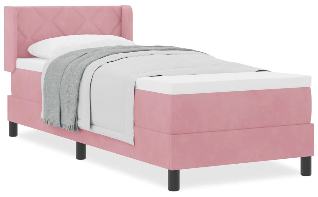 vidaXL Κρεβάτι box spring με στρώμα Ροζ 80x200 εκ. Βελούδο