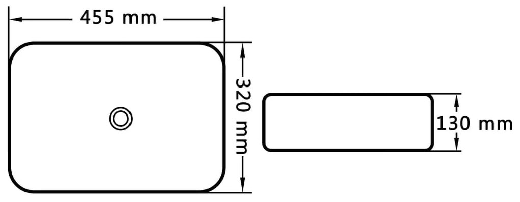 Νιπτήρας Μαύρος 45,5 x 32 x 13 εκ. Κεραμικός - Μαύρο