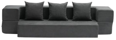 VEVOR Folding Sofa Bed 3-in-1 Foldable Couch Bed with 3 Pillows Dark Grey Twin