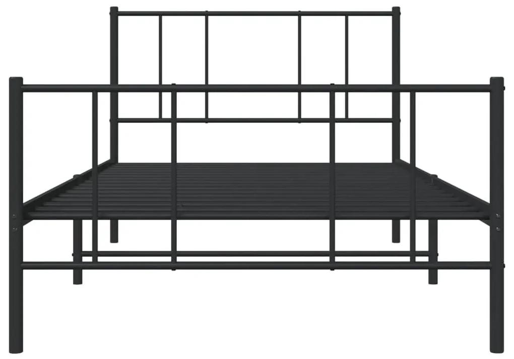Πλαίσιο Κρεβατιού με Κεφαλάρι&amp;Ποδαρικό Μαύρο 107x20 εκ. Μέταλλο - Μαύρο