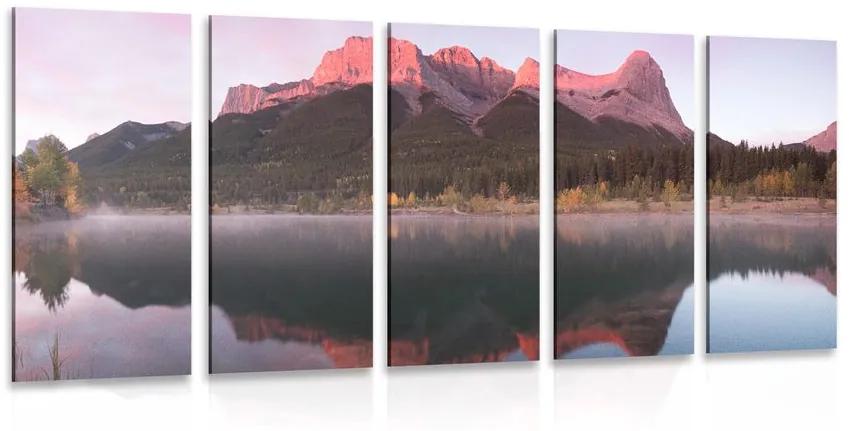 Εικόνα 5 μερών του ηλιοβασιλέματος πάνω από τους Δολομίτες - 100x50