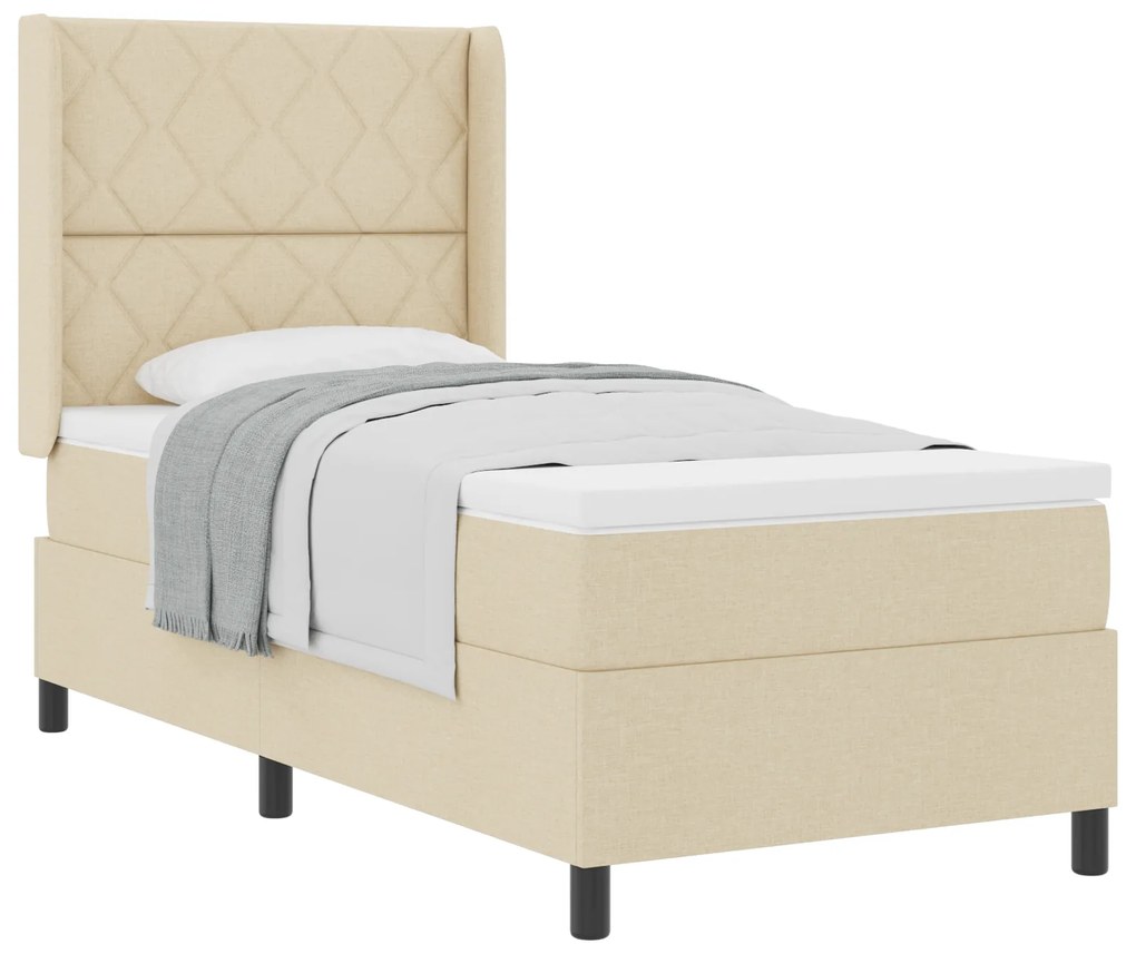vidaXL Κρεβάτι με Στρώμα Κρέμ 90x200 cm Υφάσματος