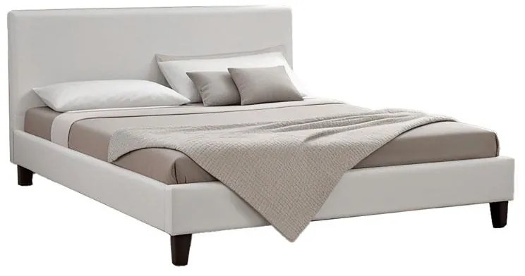 Κρεβάτι Nevil διπλό 150x200 PU χρώμα λευκό ματ 156x212x87 εκ.