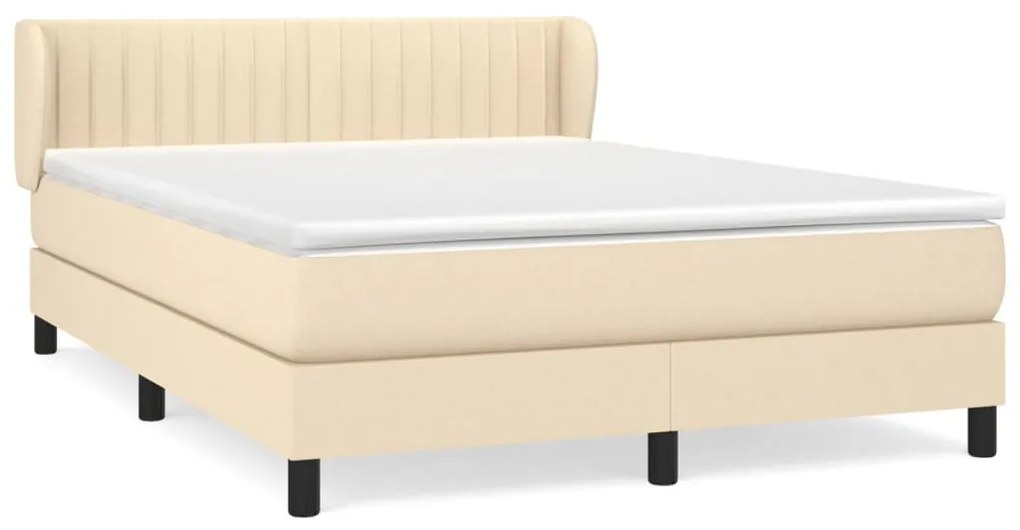 vidaXL Κρεβάτι Boxspring με Στρώμα Κρεμ 140x190 εκ. Υφασμάτινο