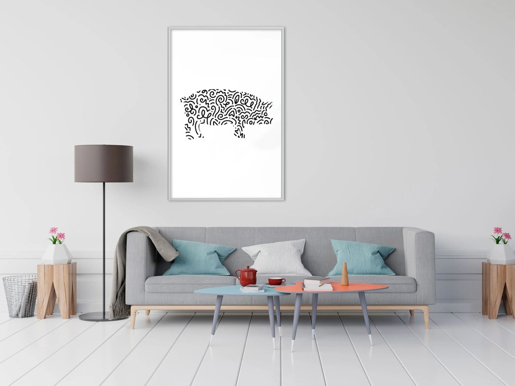 Αφίσα - Curly Pig  - 20x30 - Χρυσό - Με πασπαρτού