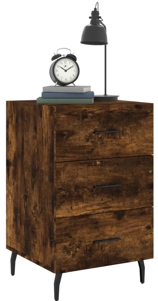 vidaXL Κομοδίνο Καπνιστή Δρυς 40 x 40 x 66 εκ. από Επεξεργασμένο Ξύλο