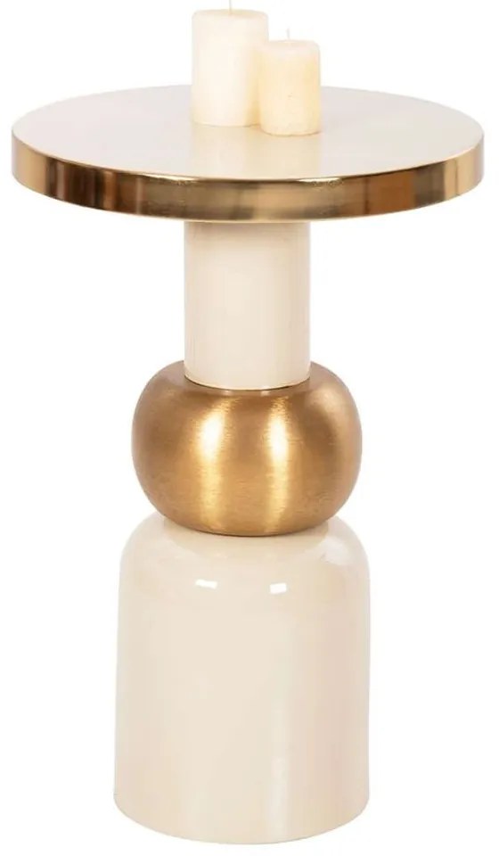 Τραπεζάκι Βοηθητικό Ambur HM4238.03 Φ40,5x62cm Ecru-Gold Μέταλλο