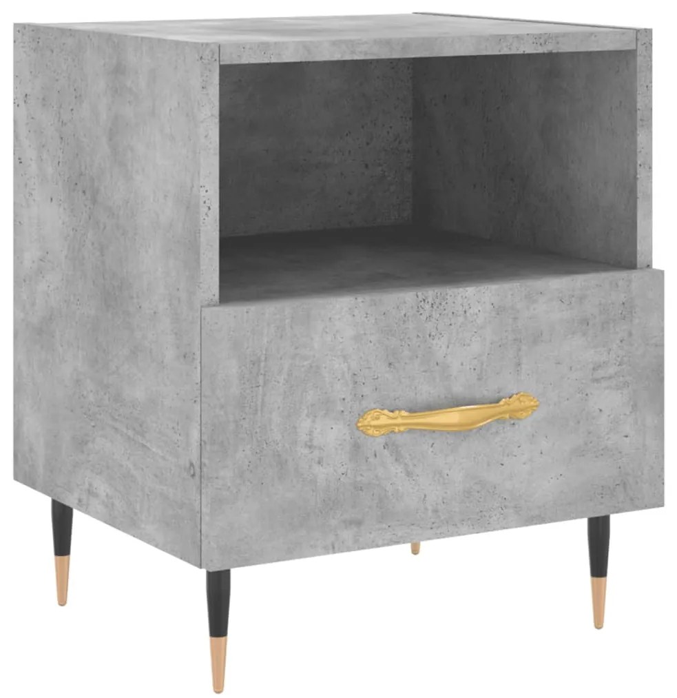 vidaXL Κομοδίνα 2 τεμ. Γκρι Σκυροδεμ. 40 x 35 x 47,5 εκ. Επεξεργ. Ξύλο