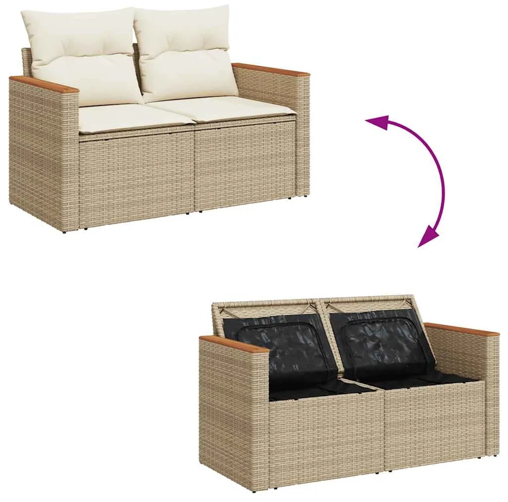 vidaXL Σετ Καναπέ Κήπου 5 τεμ. Μπεζ Συνθετικό Ρατάν με Μαξιλάρι