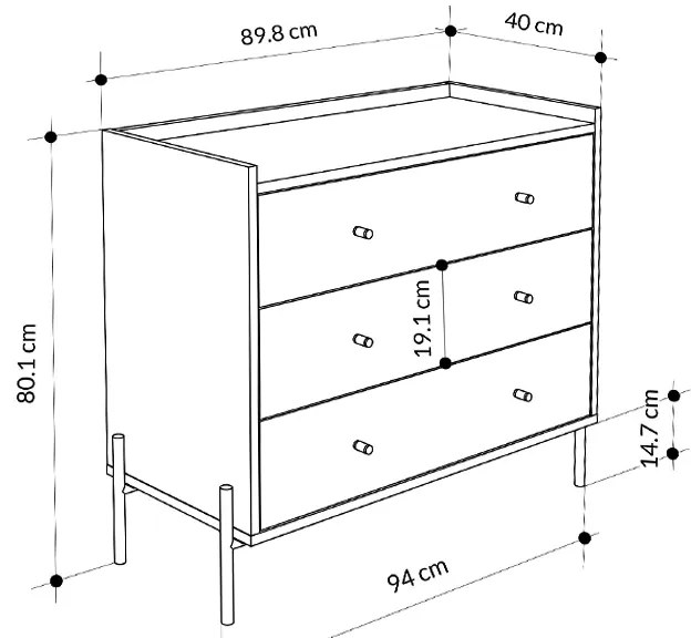 Συρταριέρα Malta Megapap χρώμα sapphire oak 94x40x80,1εκ.