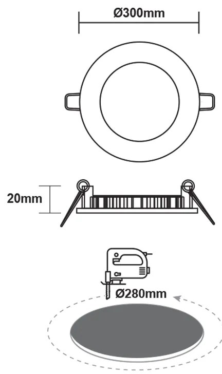 ΛΕΥΚΟ ΣΤΡΟΓΓΥΛΟ LED ΠΑΝΕΛ ΧΩΝΕΥΤΟ 23W 3000K 2050Lm Φ298mm 230V AC Ra80 - PENU2330RW