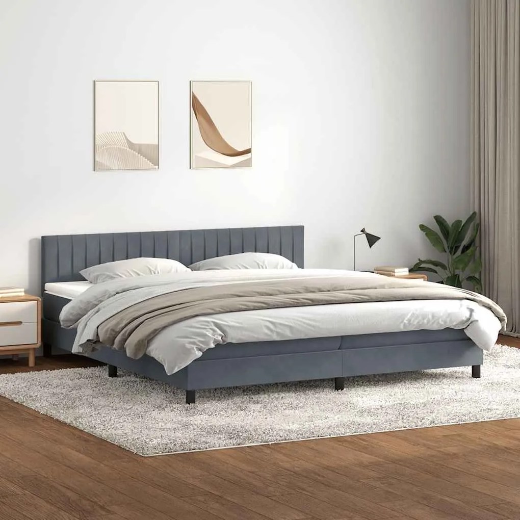 ΚΡΕΒΑΤΙ BOXSPRING ΜΕ ΣΤΡΩΜΑ ΣΚΟΥΡΟ ΓΚΡΙ 200X210 ΕΚ. ΒΕΛΟΥΔΙΝΟ 3317092