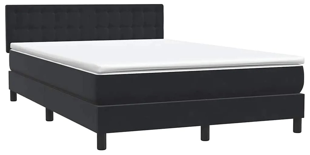 vidaXL Κρεβάτι Boxspring με Στρώμα Μαύρο 1140x210 εκ. Βελούδινο