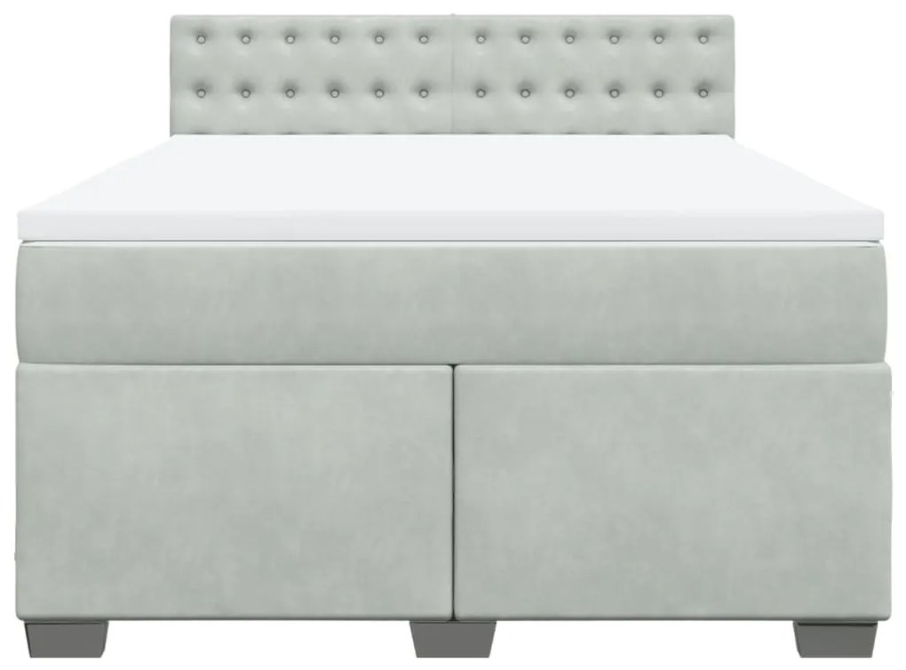 vidaXL Κρεβάτι Boxspring με Στρώμα Ανοιχτό Γκρι 140x190 εκ. Βελούδινο