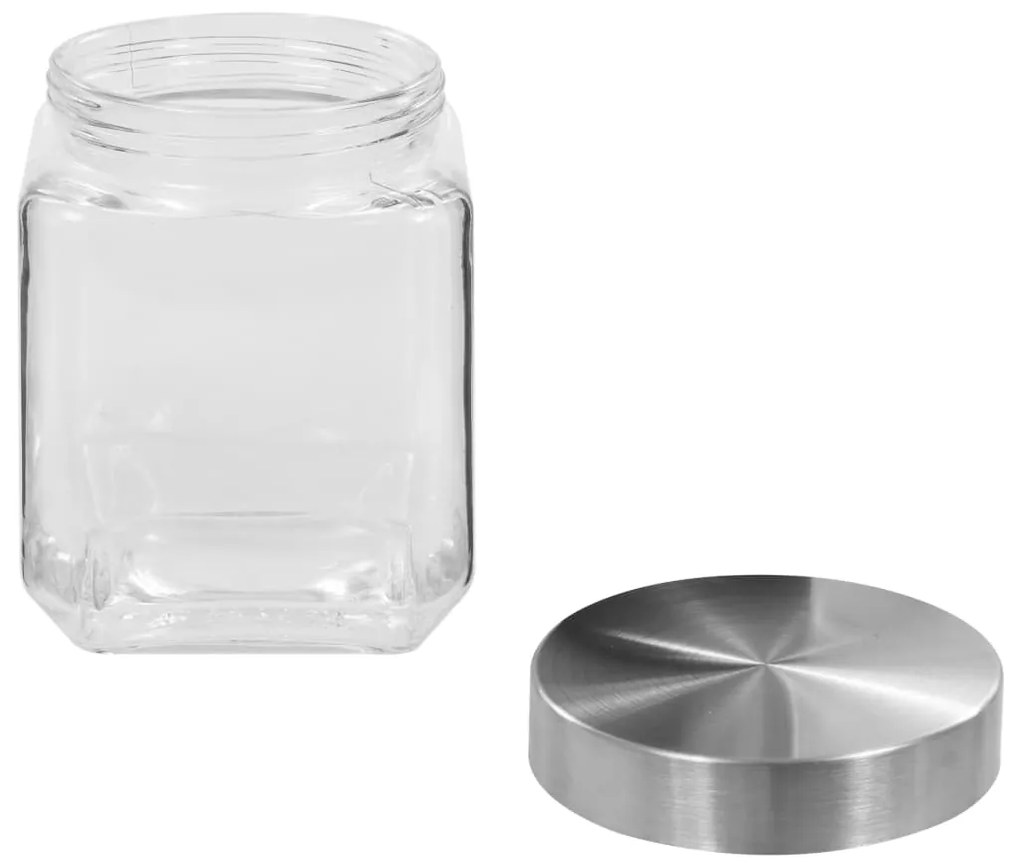vidaXL Βάζα Αποθήκευσης 6 τεμ. 1200 ml με Ασημί Καπάκι