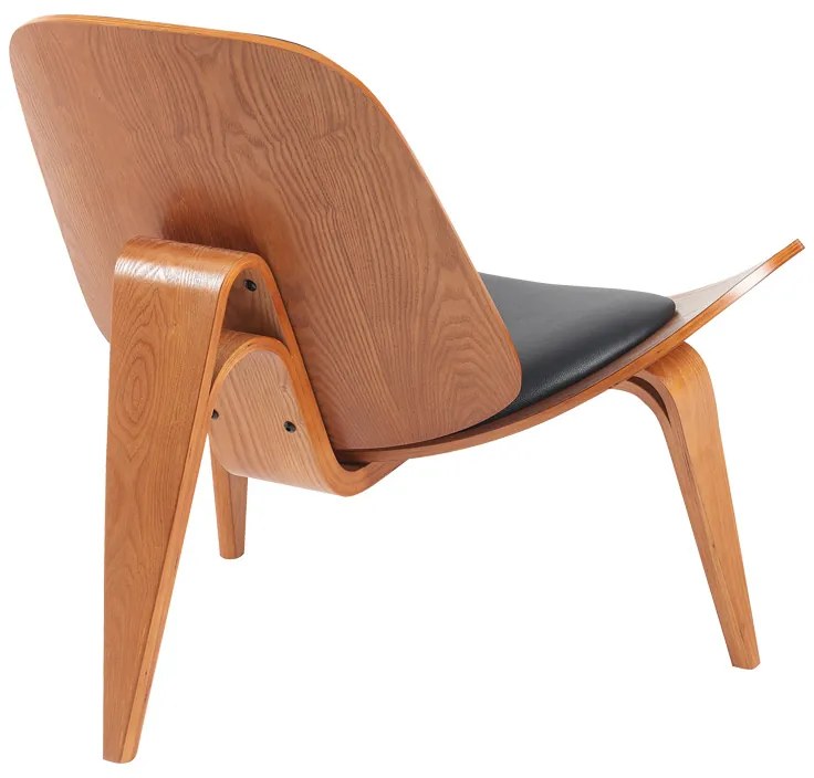 Πολυθρόνα Vilma pakoworld PU μαύρο- plywood καρυδί 90x76.5x74.5εκ
