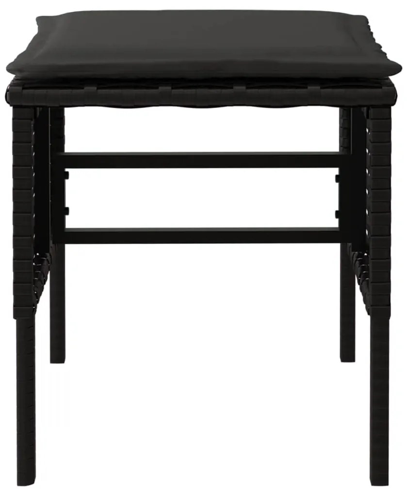 vidaXL Υποπόδια Κήπου 4 τεμ. Μαύρα από Συνθετικό Ρατάν με Μαξιλάρια