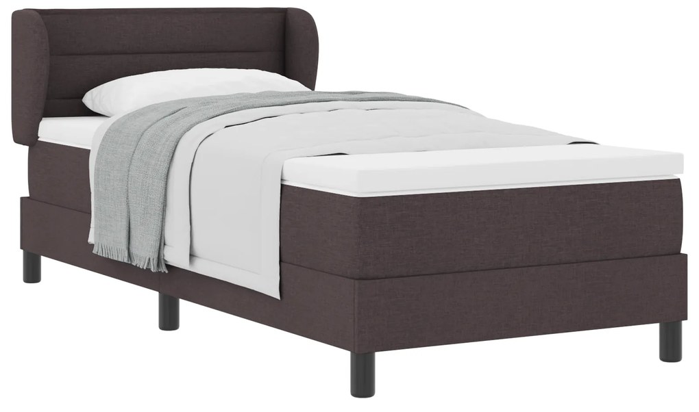 vidaXL Κρεβάτι Box Spring με Στρώμα  σε Σκούρο Καφέ 100x200 εκ. Υφασμά