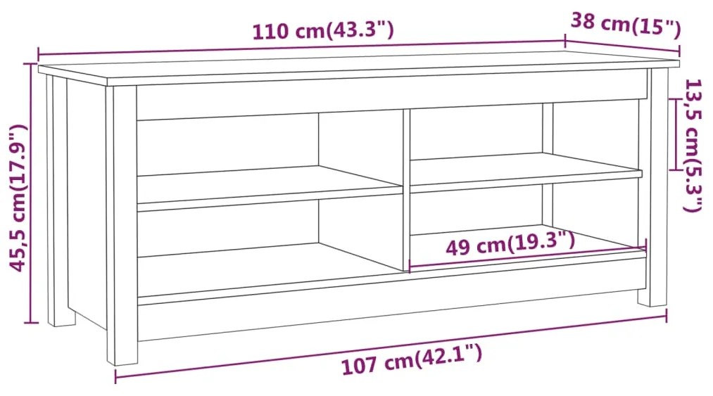 ΠΑΠΟΥΤΣΟΘΗΚΗ 110 X 38 X 45,5 ΕΚ. ΑΠΟ ΜΑΣΙΦ ΞΥΛΟ ΠΕΥΚΟΥ 813774