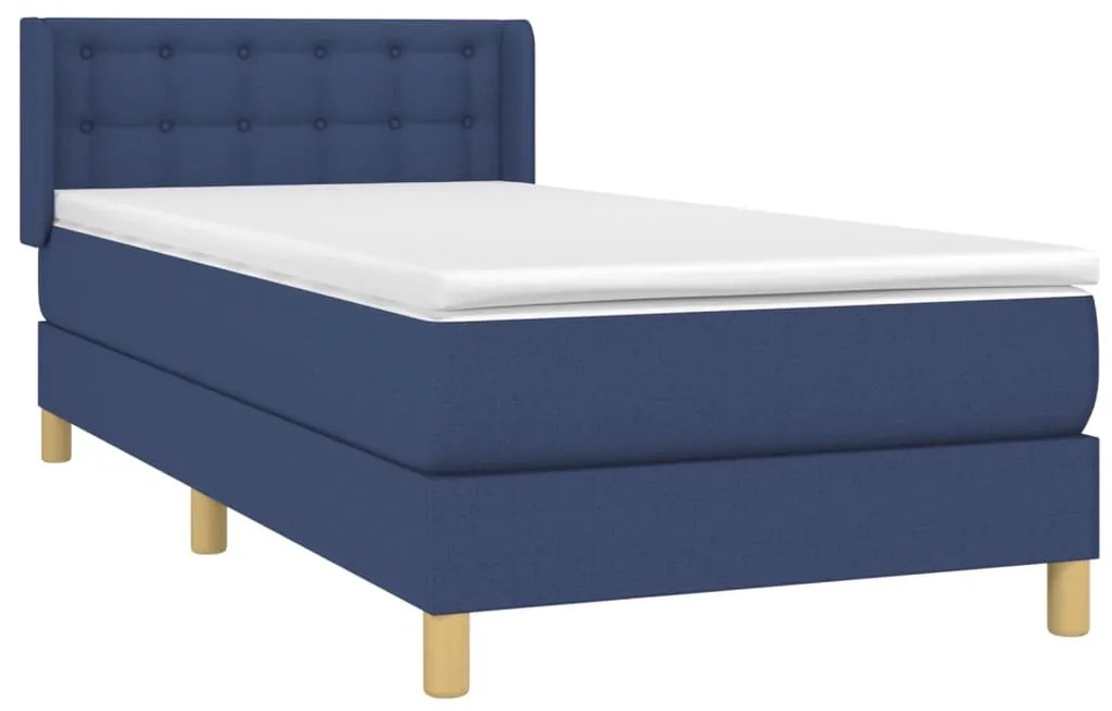 vidaXL Κρεβάτι Boxspring με Στρώμα Μπλε 100 x 200 εκ. Υφασμάτινο