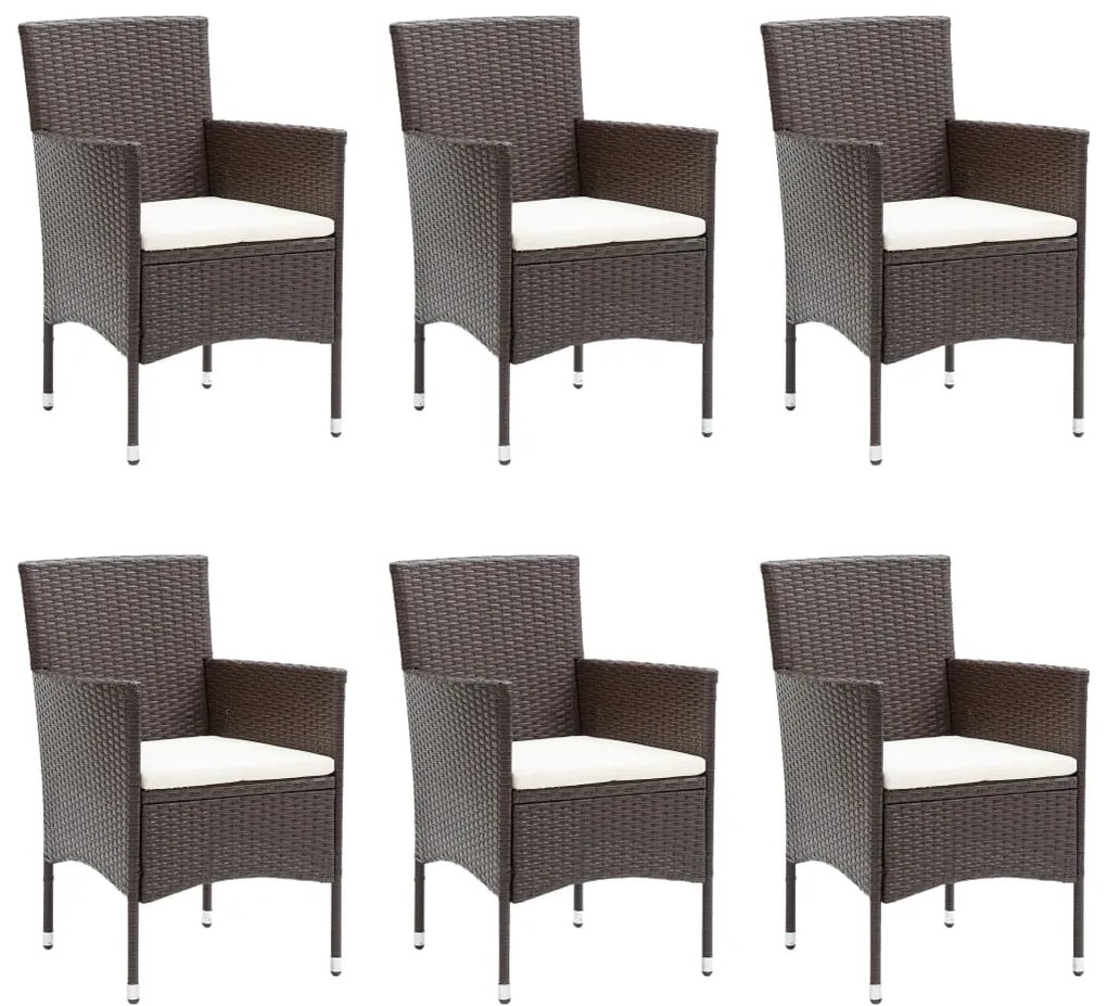 vidaXL Σετ Τραπεζαρίας Κήπου 7 Τεμαχίων Καφέ Από Συνθετικό Ρατάν