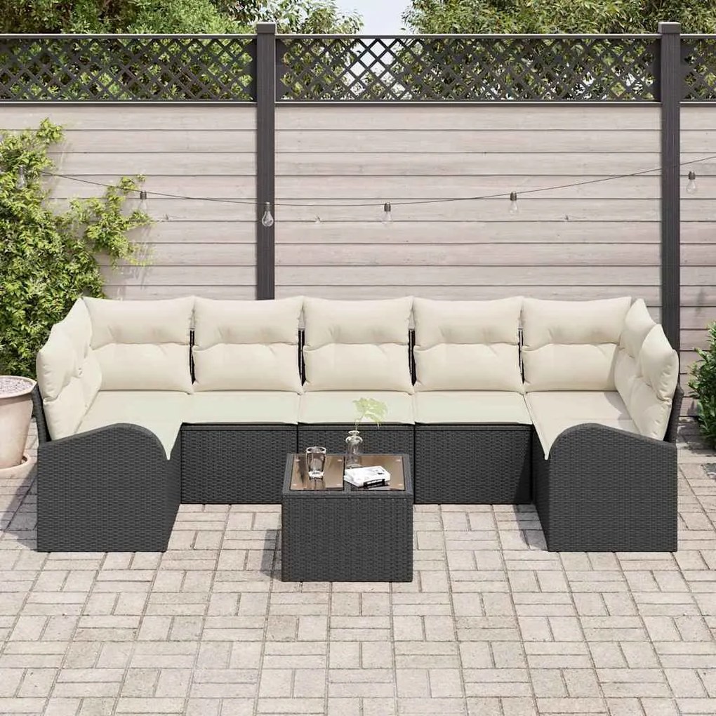 vidaXL Σετ Καναπέ Κήπου 8 pcs Μαύρο 55 x 55 x 37 εκ συνθετικό ρατάν