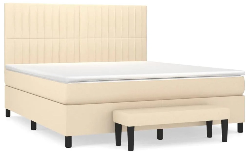 vidaXL Κρεβάτι Boxspring με Στρώμα Κρεμ 160x200 εκ. Υφασμάτινο