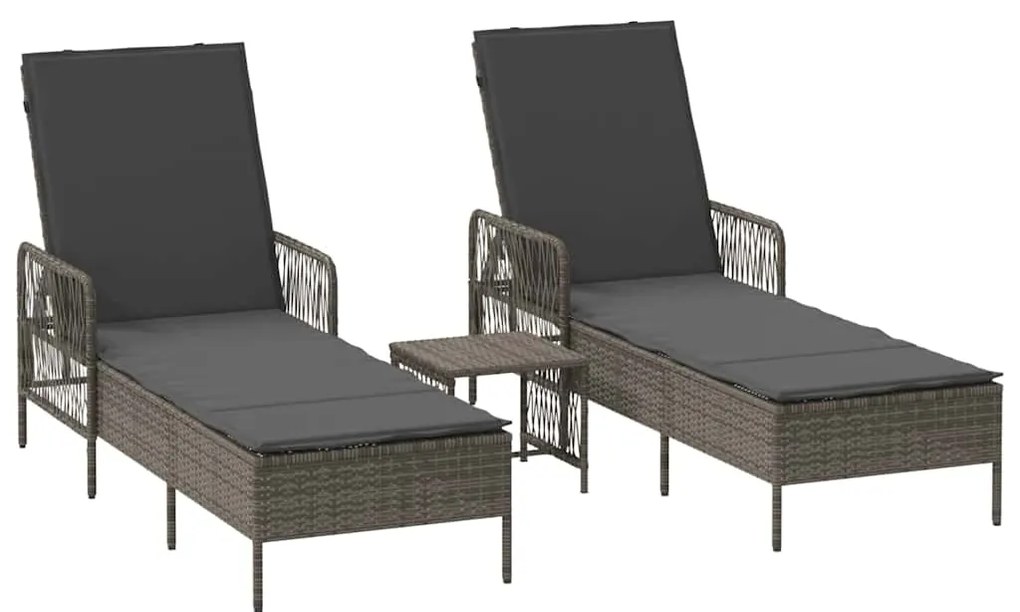 vidaXL Ξαπλώστρα 2-πρόσωπο 2 pcs Γκρι 35 x 35 x 32 εκ. συνθετικό ρατάν