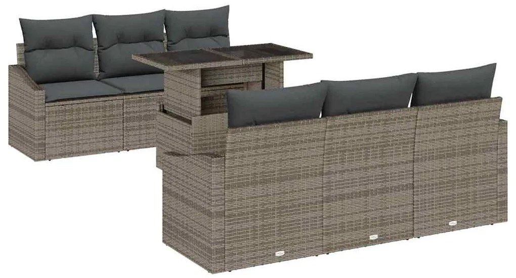 vidaXL Σετ Καναπέ Κήπου με μαξιλάρι 7 pcs Γκρι 100 x 55 x 73 εκ