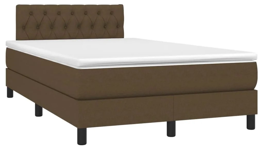 Κρεβάτι Boxspring με Στρώμα Σκούρο Καφέ 120x190 εκ Υφασμάτινο - Καφέ