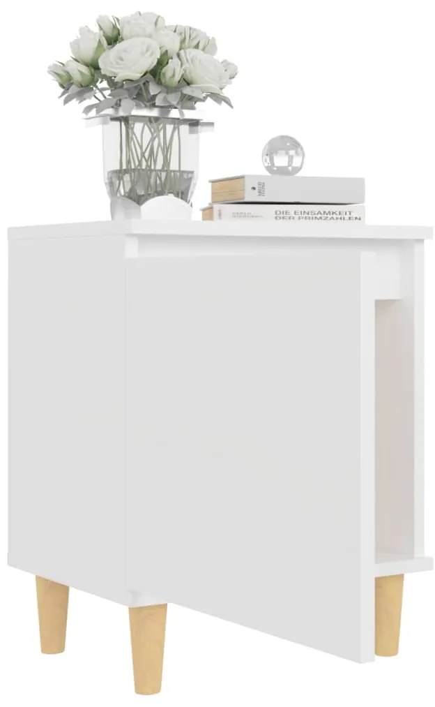 vidaXL Κομοδίνα 2 τεμ. Λευκά 40 x 30 x 50 εκ. Μασίφ με Ξύλινα Πόδια