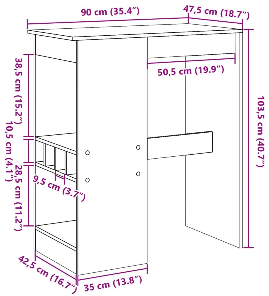 ΤΡΑΠΕΖΙ ΜΠΑΡ ΜΕ ΡΑΦΙΑ ΓΚΡΙ ΣΚΥΡ. 90X47,5X103,5 ΕΚ ΕΠΕΞΕΡΓ. ΞΥΛΟ 854340