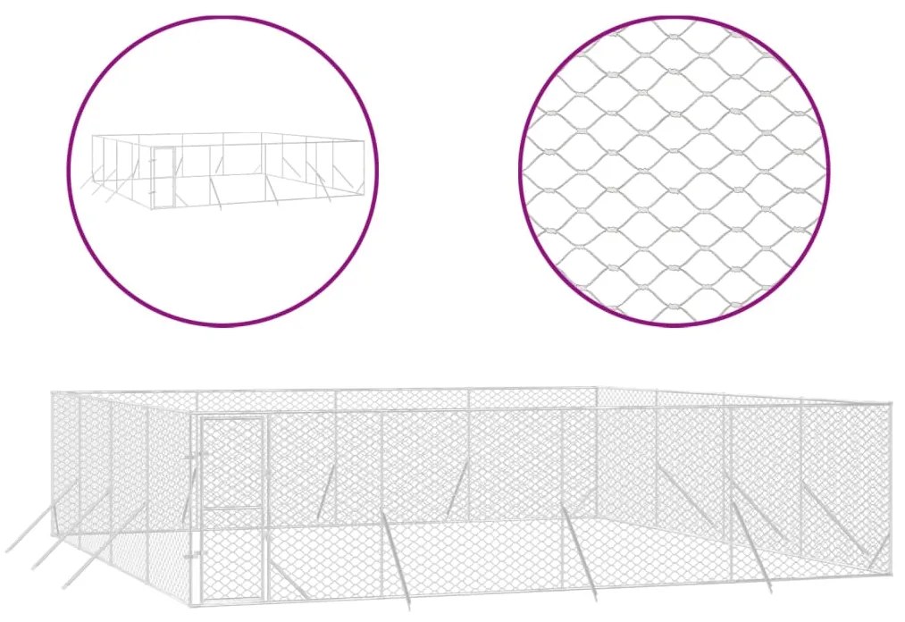 vidaXL Κλουβί Σκύλου Εξωτερ. Χώρου Ασημί 8x8x2 μ. από Γαλβαν. Ατσάλι