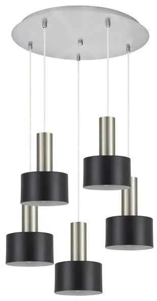 Κρεμαστό Φωτιστικό 5xE27 Κύλινδροι Adept Tube Homelighting-77-8454-Νίκελ Ματ 77-8454