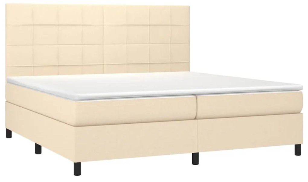 Κρεβάτι Boxspring με Στρώμα Κρεμ 200x200 εκ. Υφασμάτινο - Κρεμ