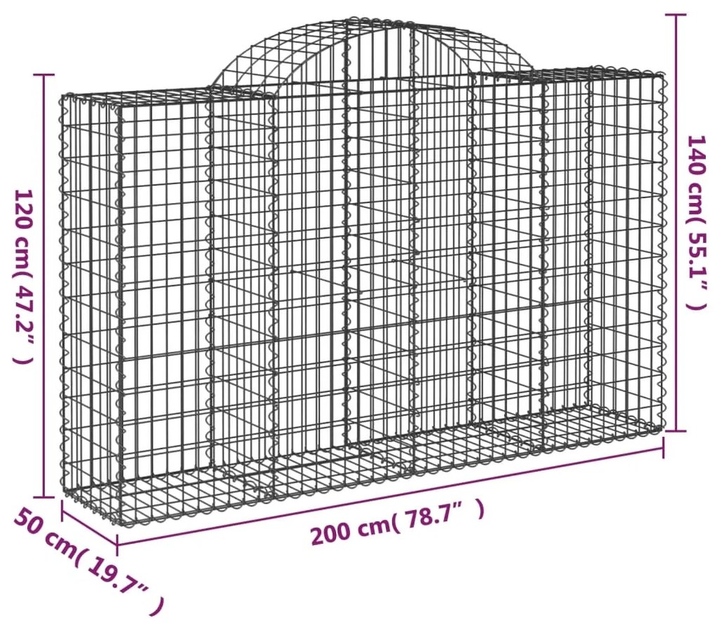 vidaXL Συρματοκιβώτια Τοξωτά 40 τεμ. 200x50x120/140 εκ. Γαλβαν. Ατσάλι