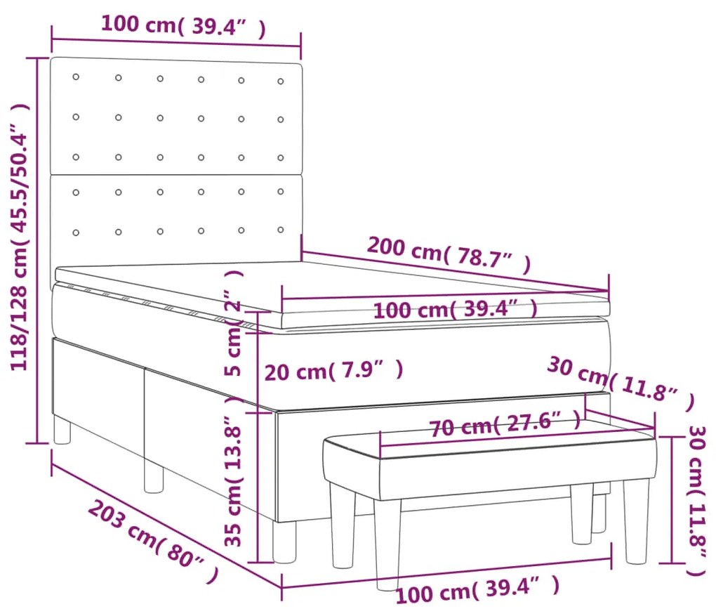 ΚΡΕΒΑΤΙ BOXSPRING ΜΕ ΣΤΡΩΜΑ ΣΚΟΥΡΟ ΓΚΡΙ 100X200 ΕΚ. ΒΕΛΟΥΔΙΝΟ 3138068