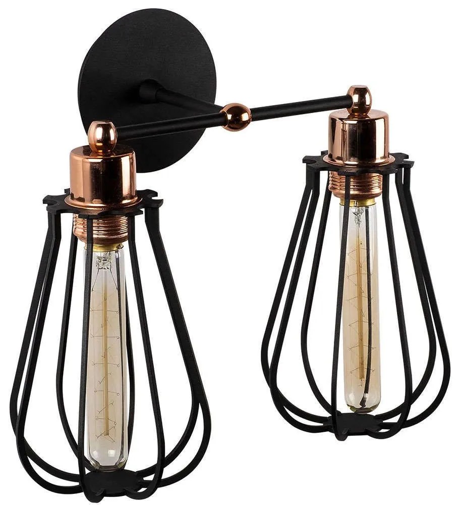 Φωτιστικό Τοίχου - Απλίκα Fetiye 525NOR3178 Φ15x32cm 2xE27 40W Black-Bronze Opviq