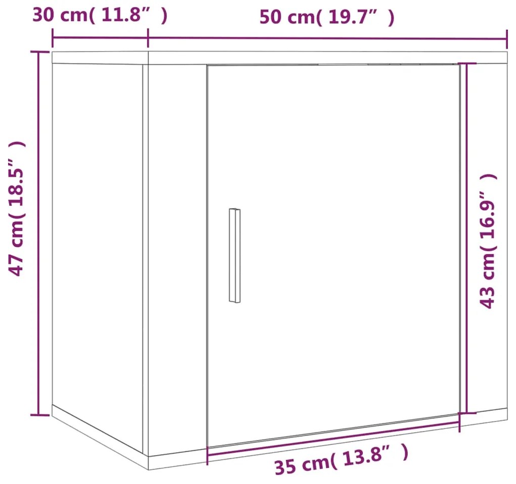 Κομοδίνα Επιτοίχια 2 τεμ. Sonoma Δρυς 50x30x47 εκ. - Καφέ