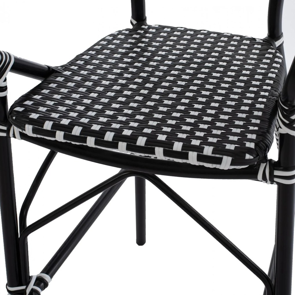 Σκαμπό Μπαρ C5794.02 Αλουμινίου Bamboo Look με Wicker Μαύρο - Λευκό 56x60x126 εκ. 56x60x126 εκ.