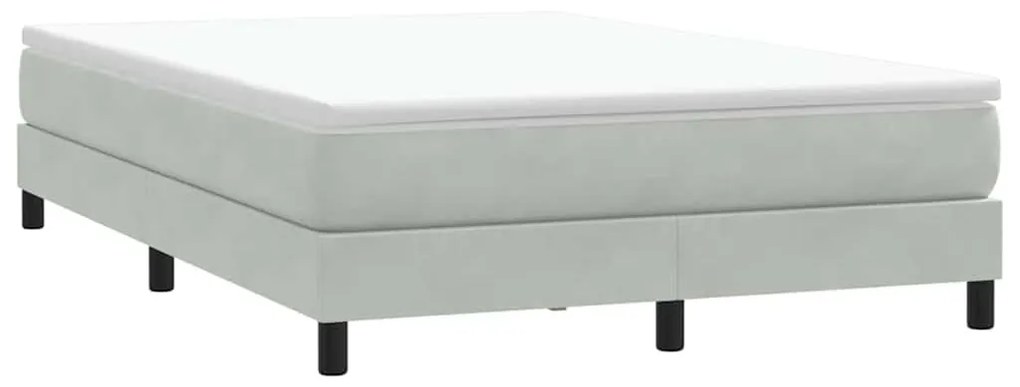 vidaXL Κρεβάτι Boxspring με Στρώμα Ανοιχτό Γκρι 140x210 εκ. Βελούδινο