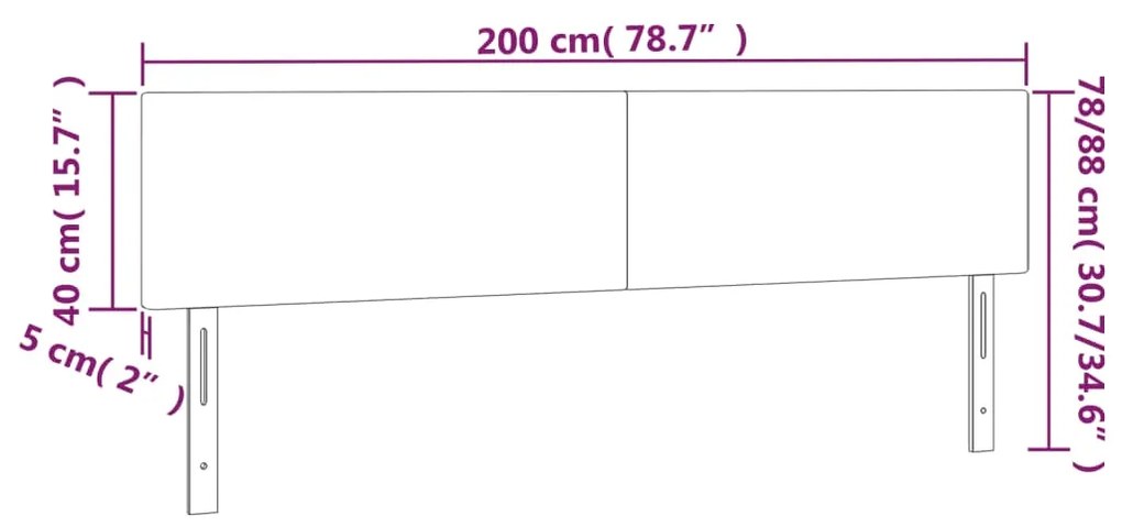 vidaXL Κεφαλάρι Κρεβατιού LED Μαύρο 200x5x78/88 εκ. Βελούδινο