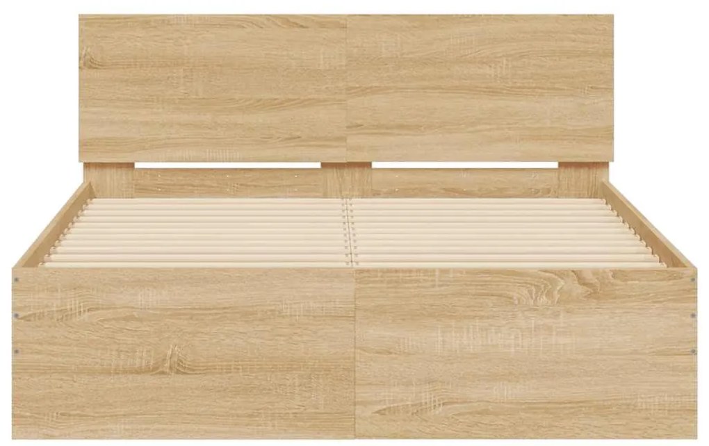 vidaXL Πλαίσιο Κρεβατιού με Κεφαλάρι/LED Sonoma Δρυς 140 x 190 εκ.