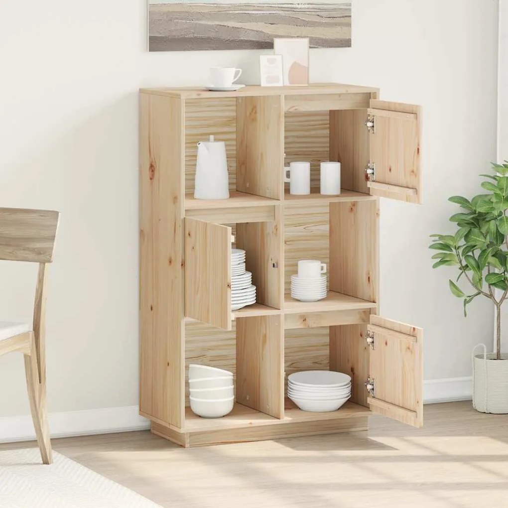 vidaXL Ντουλάπι Ψηλό 74 x 35 x 117 εκ. από Μασίφ Ξύλο Πεύκου