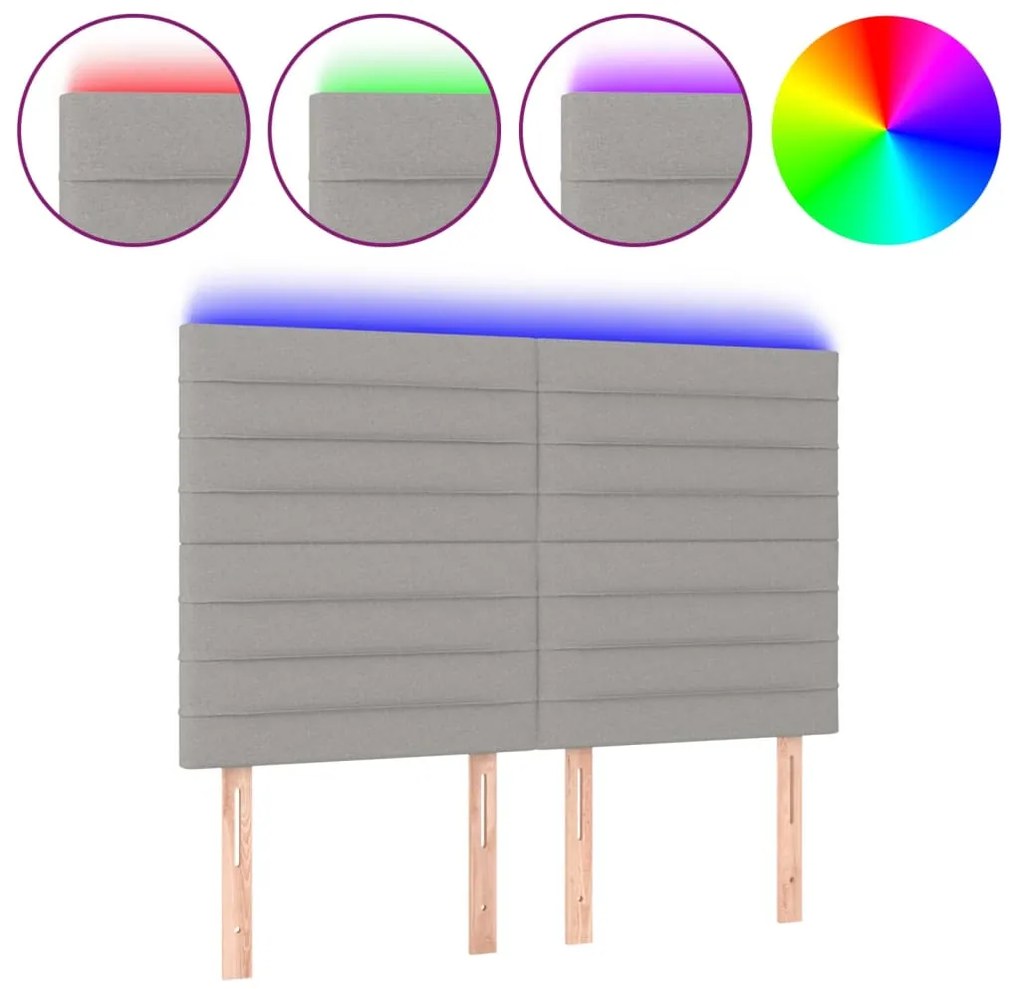 vidaXL Κεφαλάρι Κρεβατιού LED Ανοιχτό Γκρι 144x5x118/128 εκ.
