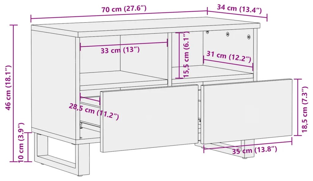 ΈΠΙΠΛΟ ΤΗΛΕΟΡΑΣΗΣ 70X34X46 ΕΚ. ΑΠΟ ΜΑΣΙΦ ΞΥΛΟ ΑΚΑΚΙΑΣ 377445