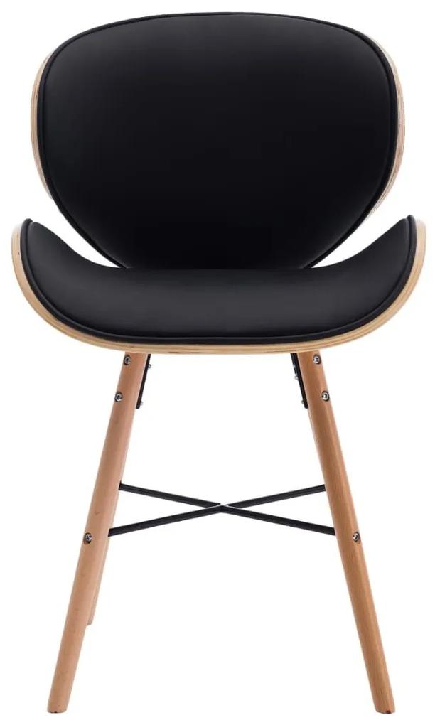 Καρέκλες Τραπεζαρίας 2 τεμ. Μαύρες Συνθετικό Δέρμα/Λυγισμ. Ξύλο - Μαύρο