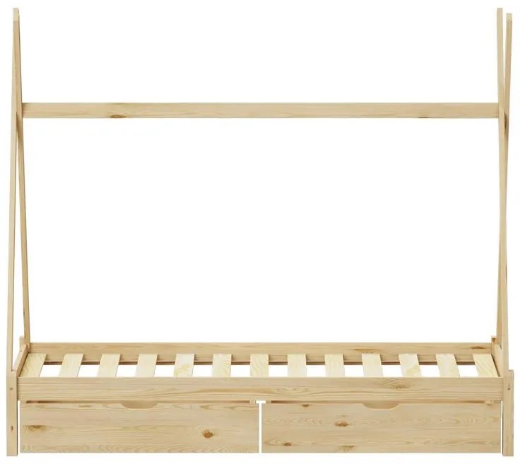 Κρεβάτι παιδικό Lalitto τύπου Montessori με 2 συρτάρια ξύλο πεύκου φυσικό 90x190 εκ. 90x190x170 εκ.