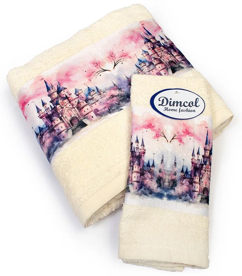 Πετσέτες Βρεφικές Fairytale Castle 327 (Σετ 2τμχ) Ecru DimCol Towels Set 70x140cm 100% Βαμβάκι